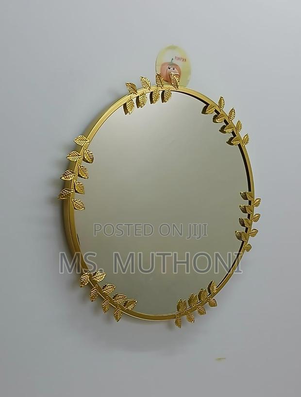 42 Cm Gold Decorative Round Shaped Mirror - main view