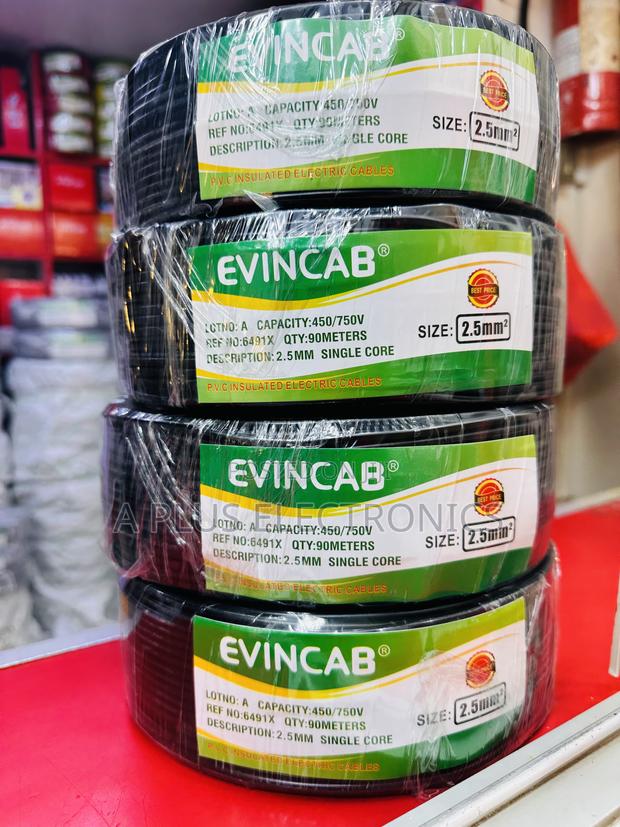 Evincab 2.5mm Single Core Wiring Cable 90m(Black) – Durable Copper