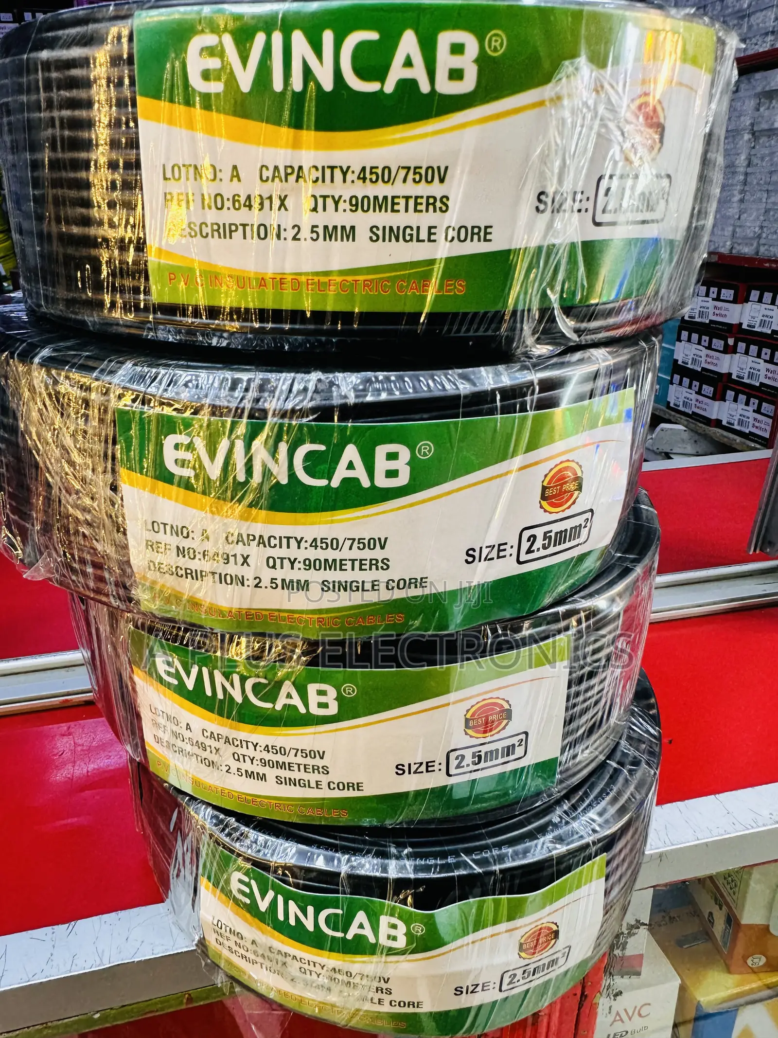 Evincab 2.5mm Single Core Wiring Cable 90m(Black) – Durable Copper