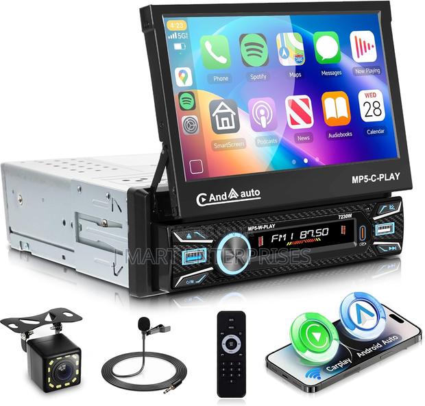 Single Din Car Stereo Touch Screen Flip Out Wireless Carplay Android