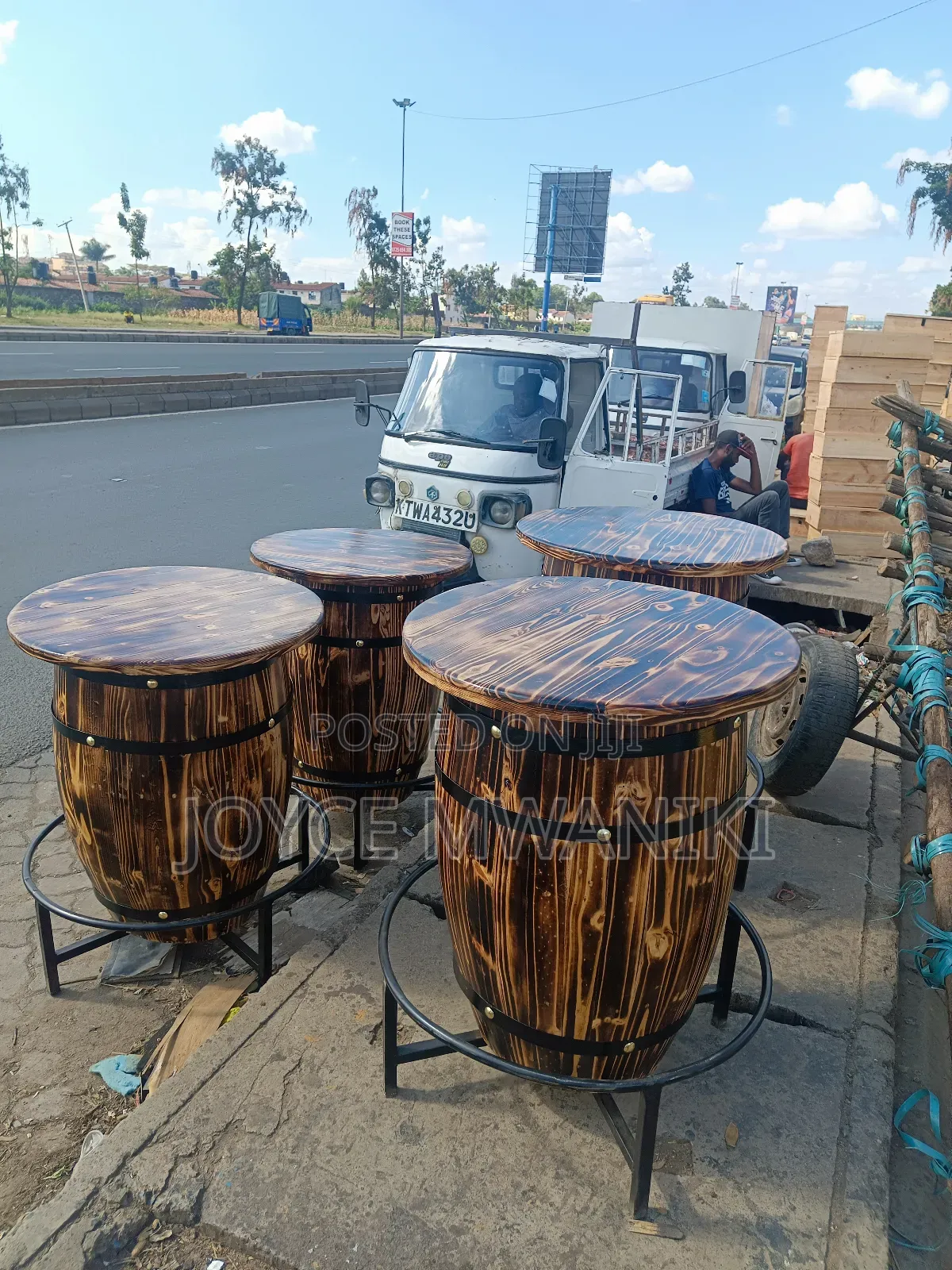 Barrel Bar Tables, Dark Colour ,