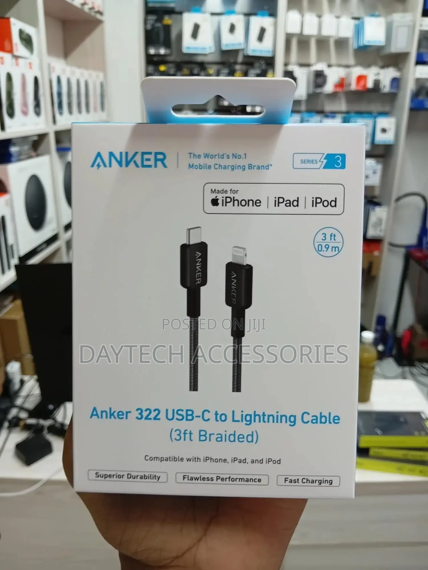 Anker Usb-C to Lightning Cable (3ft) Nylon Braided – A81b5h11 – Black