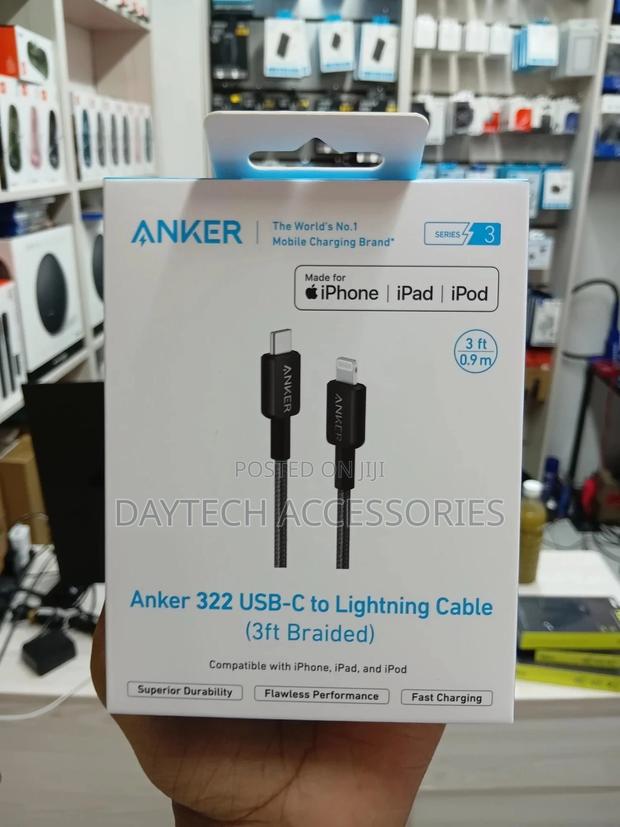Anker Usb-C to Lightning Cable (3ft) Nylon Braided – A81b5h11 – Black - thumbnail 2
