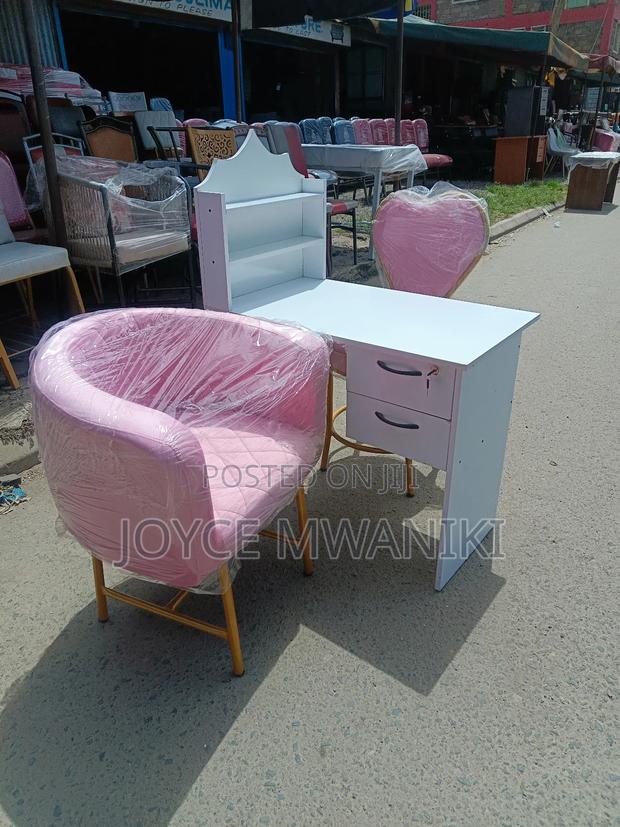 Manicure Set , White Board and Baby Pink Chairs
