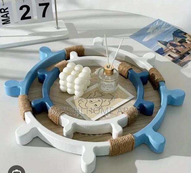2 In 1 Decorative Ship Steering Wheel Shaped Tray Set - main view