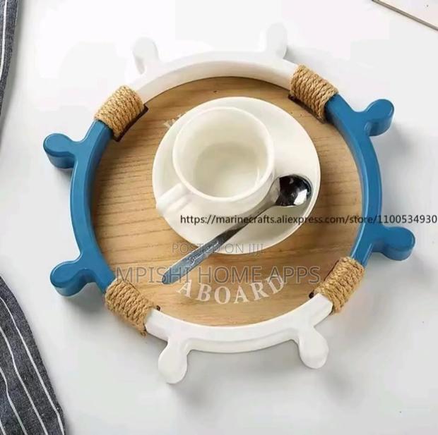2 In 1 Decorative Ship Steering Wheel Shaped Tray Set - thumbnail 4