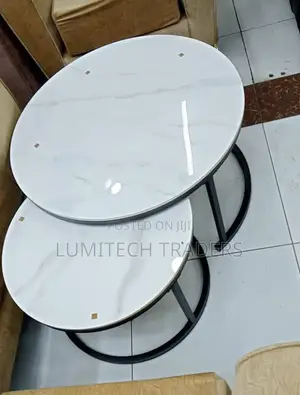2 in 1 Pure Marble Table With Black Stand