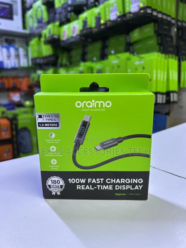 New Oraimo 100w Type-C to Type-C Fast Charging Cable 1.2m