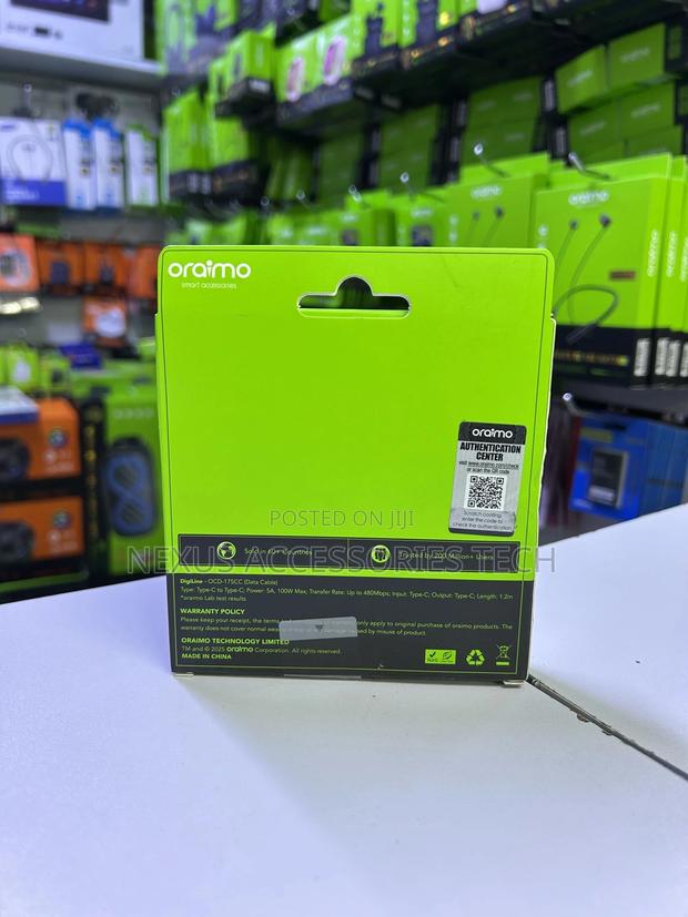 New Oraimo 100w Type-C to Type-C Fast Charging Cable 1.2m - thumbnail 2