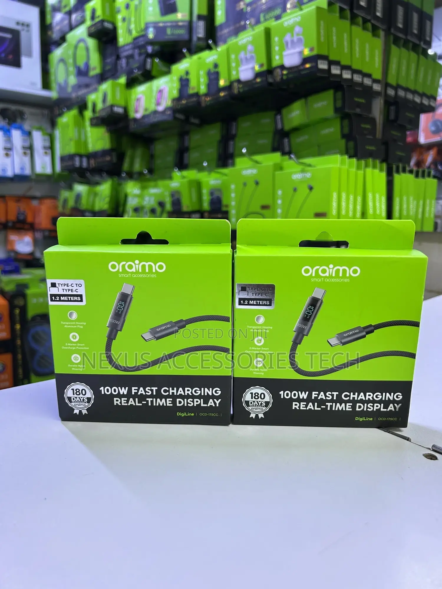 New Oraimo 100w Type-C to Type-C Fast Charging Cable 1.2m