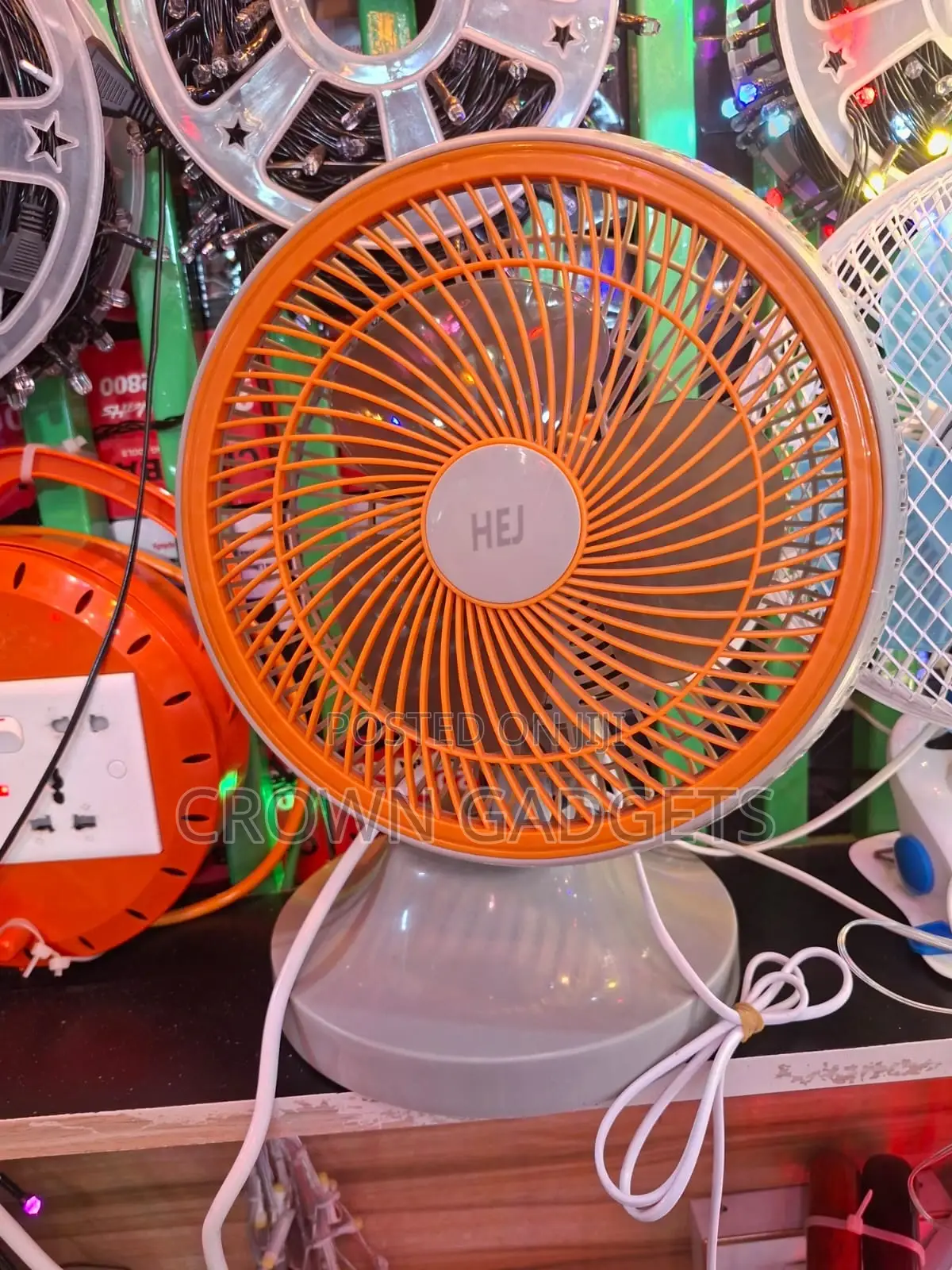 Luminous 9” Personal Table Fan Copper Motor Orange