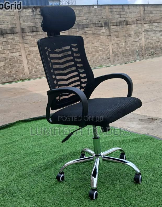 Secretarial Mesh Office Chair With Headrest - main view