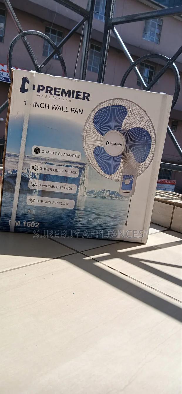 Premier 16" Wall Mount Fan – Sleek Metal - main view