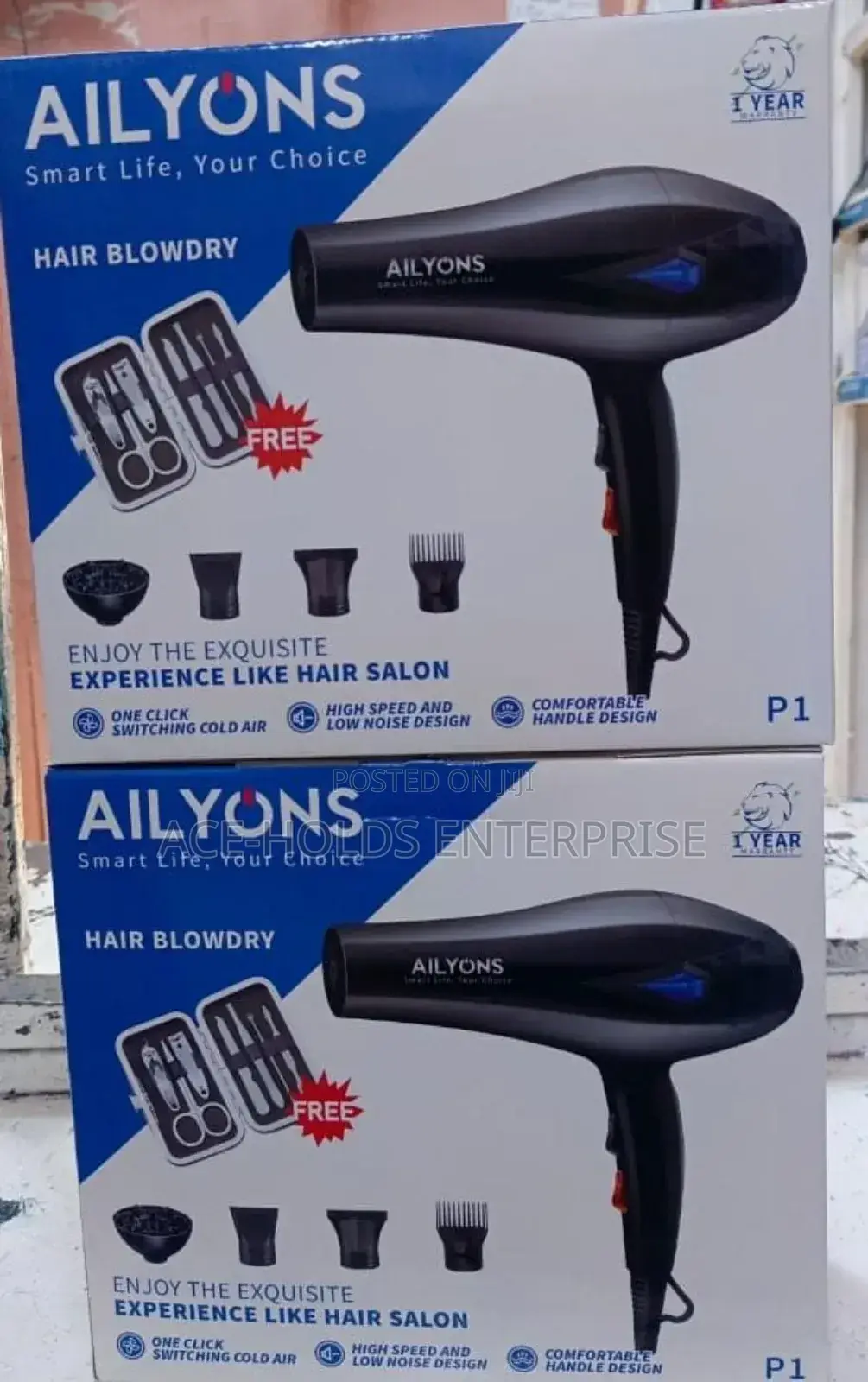 Ailyons Blowdry - Hairdryer With Accessories - 2200watts
