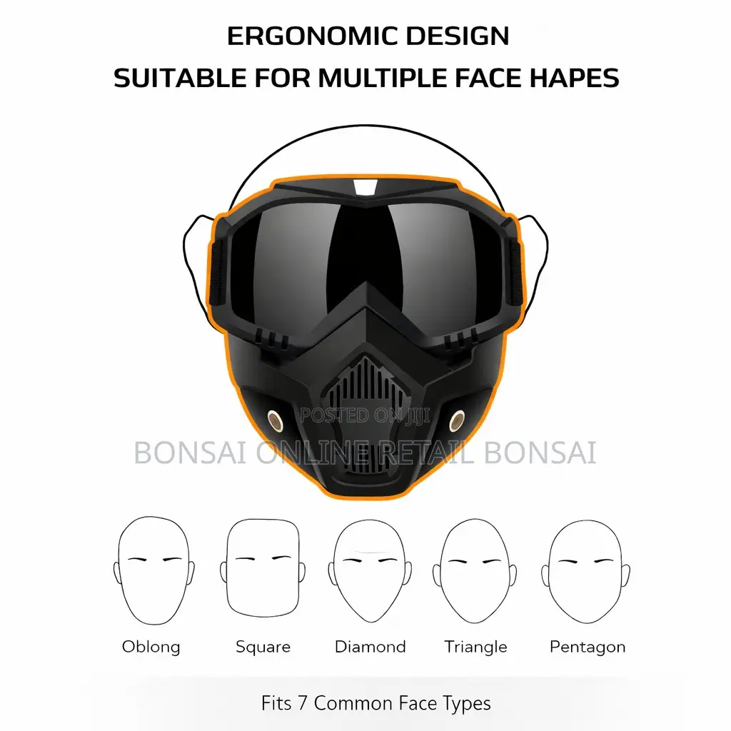 Motorcycle Full Face Mask With Riding Goggles Anti-Fog Windproof