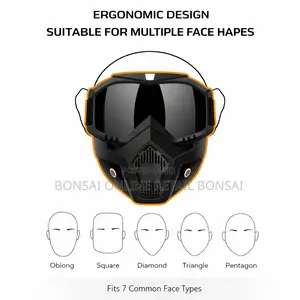 Motorcycle Full Face Mask With Riding Goggles Anti-Fog Windproof