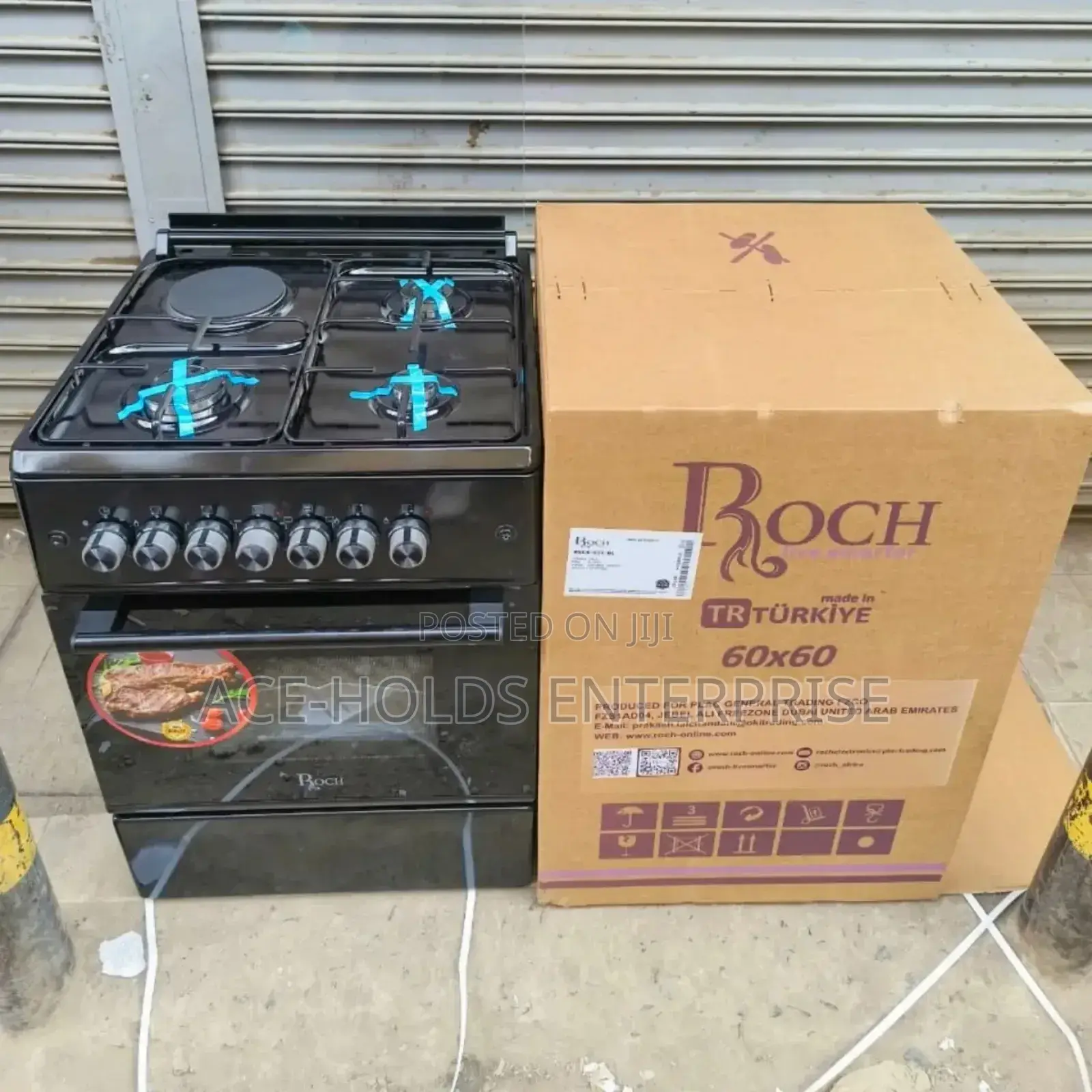 Turkey - Roch Black 60×60 Standing Gas 3+1 Electric Plate Cooker