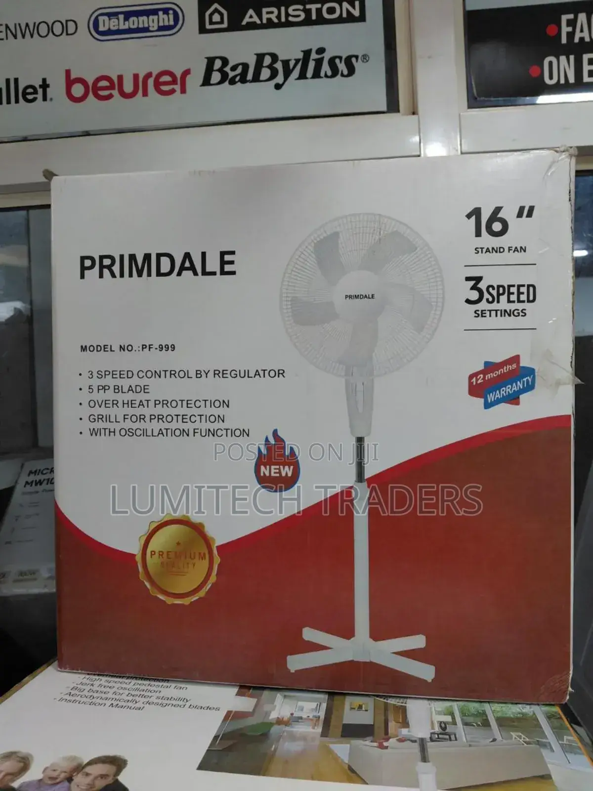 Primdale 16inch Standing Fans Available in Black and White