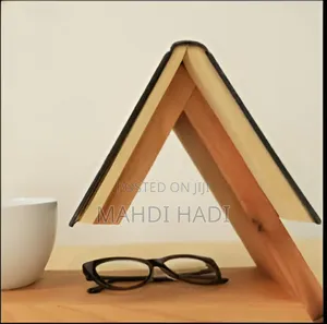 Wooden Book Holder Desk Organizer With Cup Slot