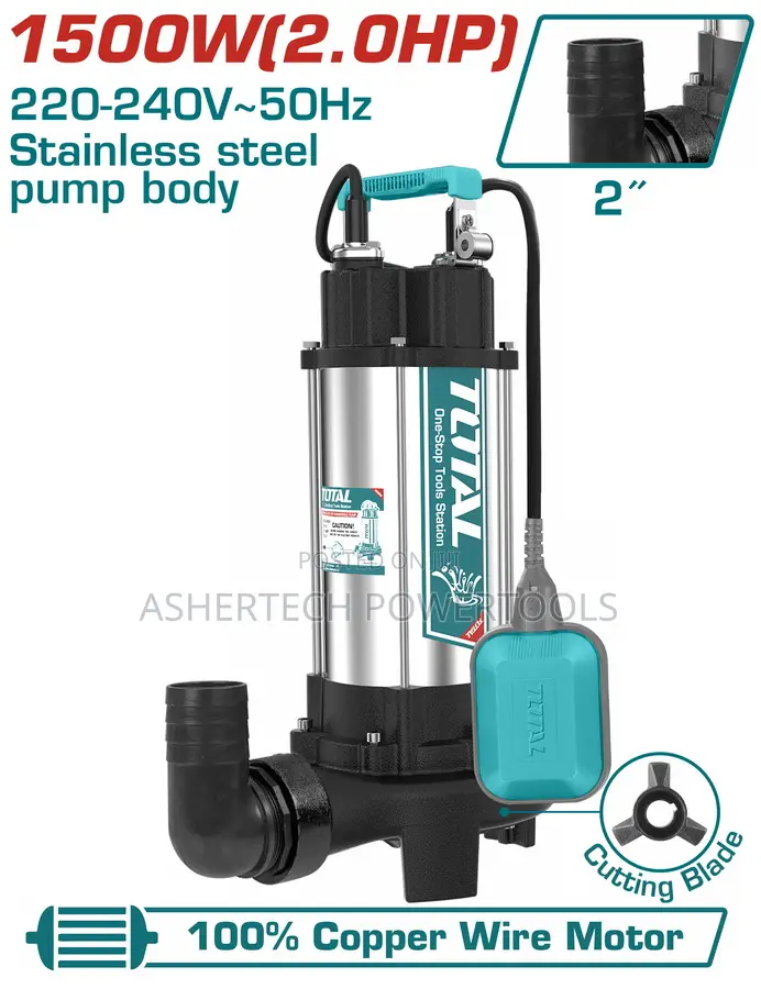 Total TWP Sewage Submersible Pump 1500w(2.0hp)Max.Head:14.5m