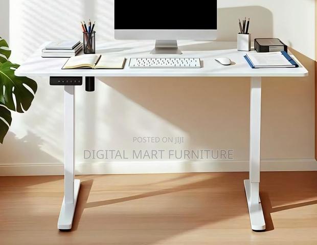 White Modern Adjustable Electrical Study Office Desk - thumbnail 6