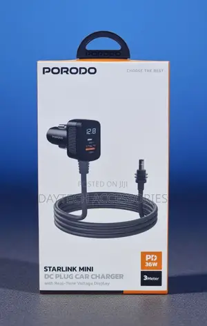 Porodo Starlink Mini Dc Plug Car Charger Grey Pd36w 3m