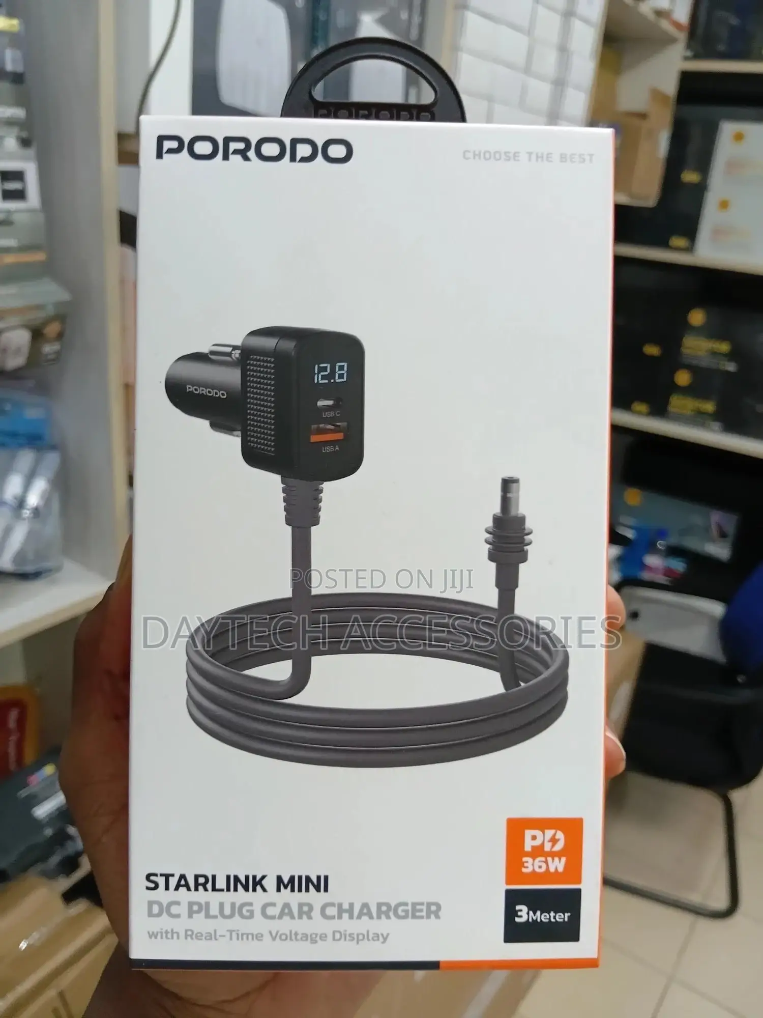 Porodo Starlink Mini Dc Plug Car Charger Grey Pd36w 3m