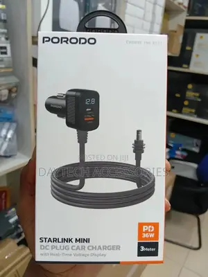Porodo Starlink Mini Dc Plug Car Charger Grey Pd36w 3m
