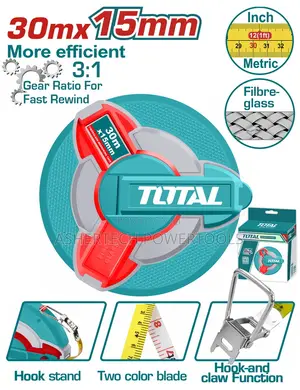 Total Tmtf18306 Fibreglass Measuring Tape 30mx15mm