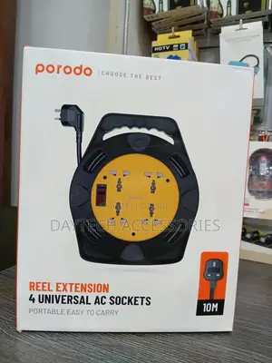 Porodo 4 Ac Portable Power Sockets Reel With Carrying Handle 2500w.