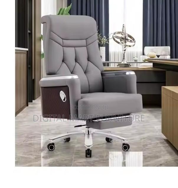 Gray Leather Manager Reclining Chair