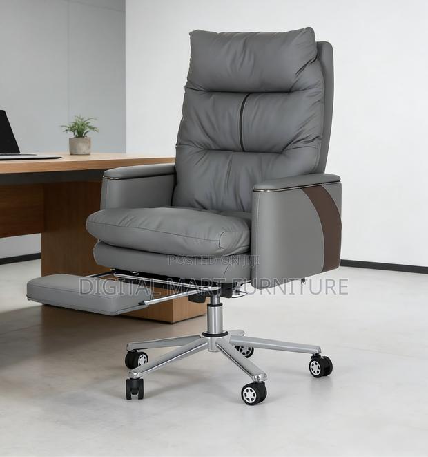 Gray Leather Manager Reclining Chair - thumbnail 8