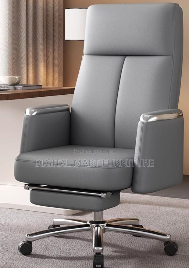 Gray Leather Manager Reclining Chair - thumbnail 9