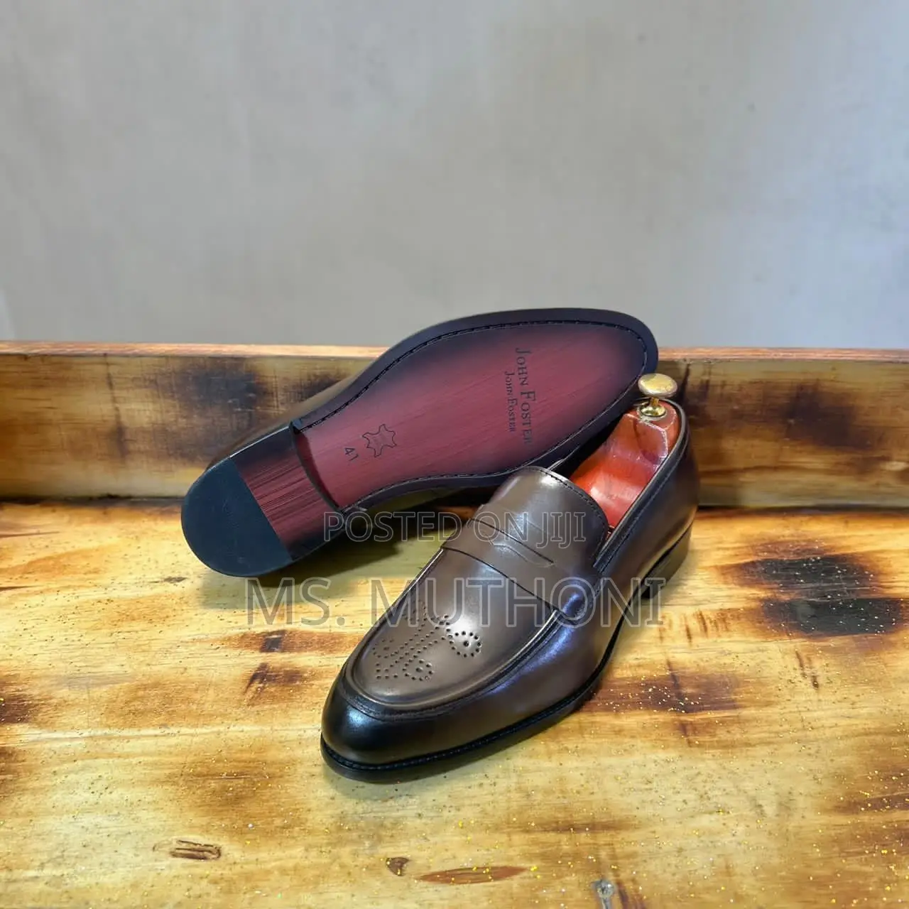 Available John Foster Men's Black/ Brown Leather Loafers. Size 40-46