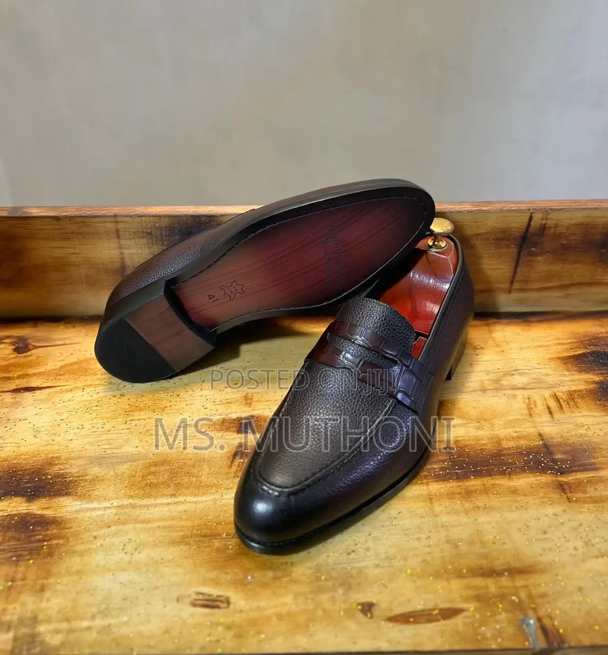 Available John Foster Men's Black/ Brown Leather Loafers. Size 40-46