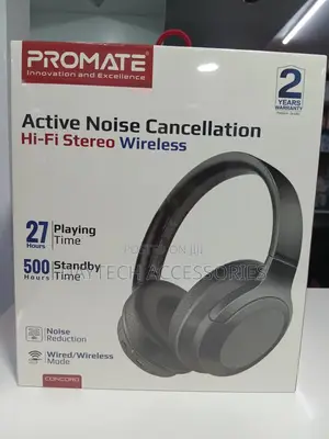 Promate Concord Anc High-Fidelity Stereo Wireless Headphones - Black