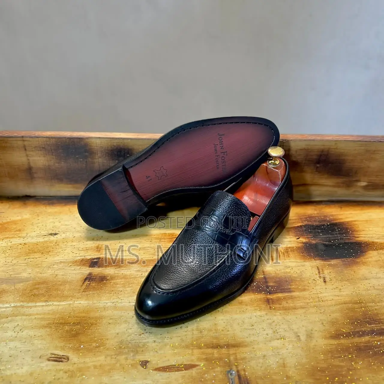Available John Foster Men's Black/ Brown Leather Loafers. Size 40-46