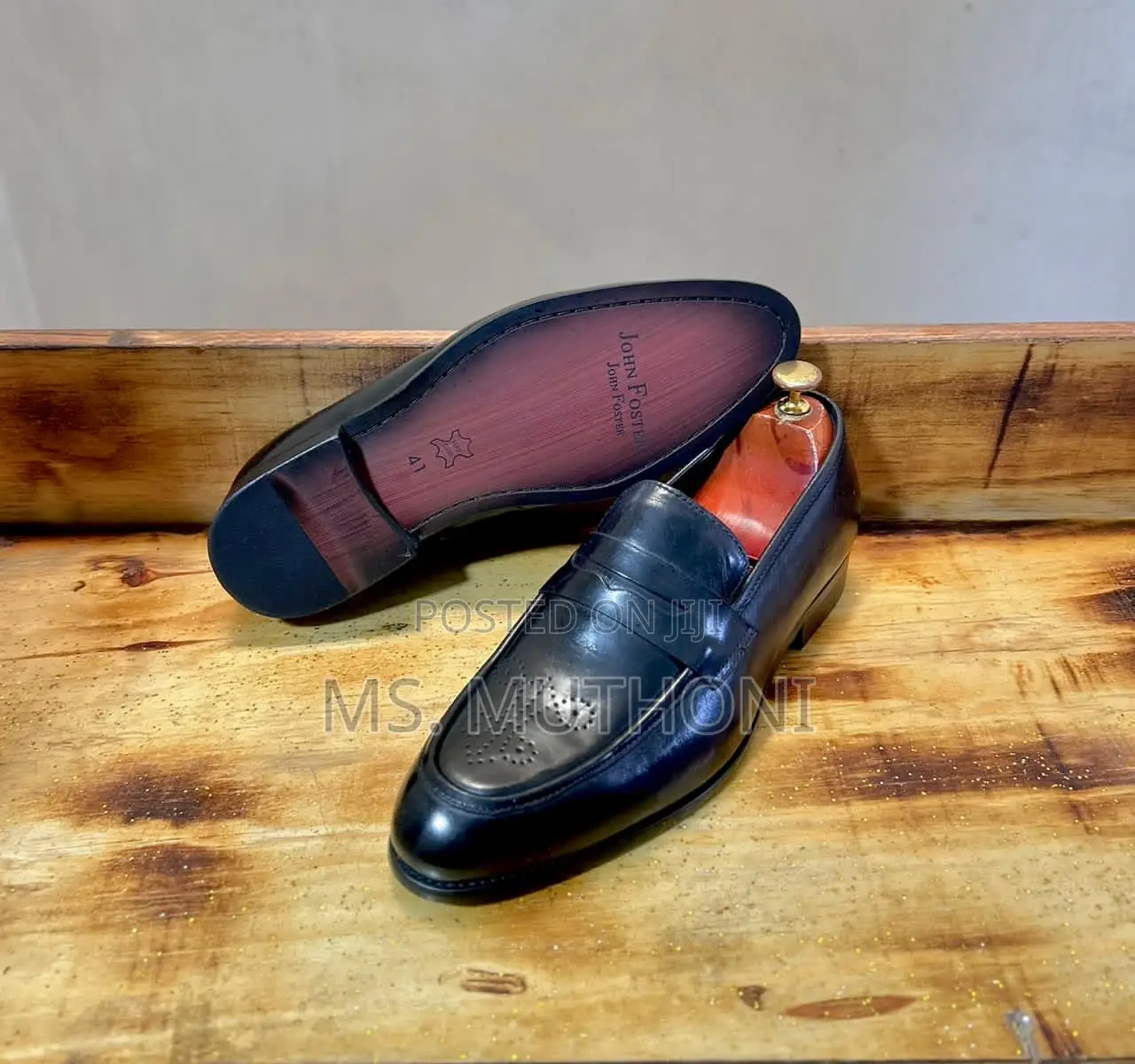 Available John Foster Men's Black/ Brown Leather Loafers. Size 40-46