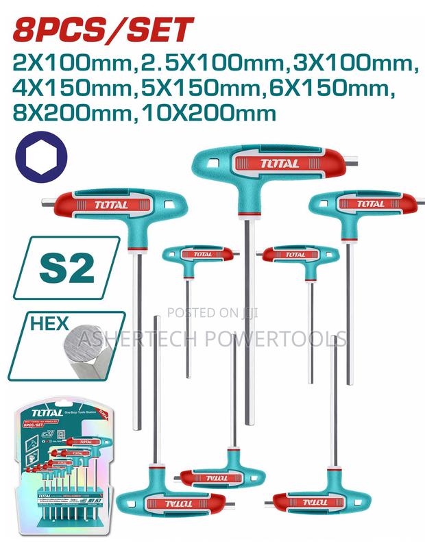 Total 8 PCS T-Handle Hex Wrench Set 2 Sets