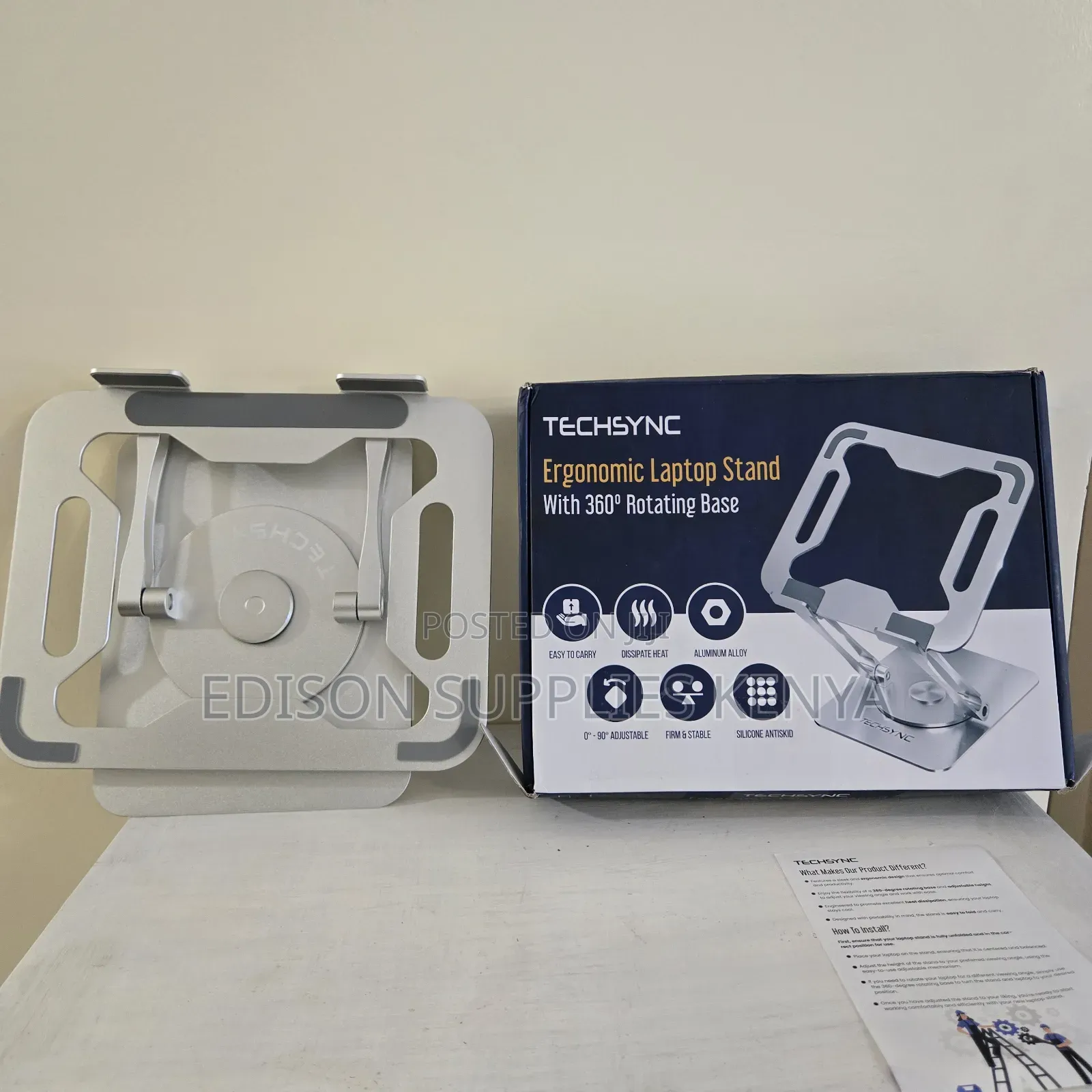 Original Laptop Stand Techsync Aluminium Rotating Base Tablet Holder