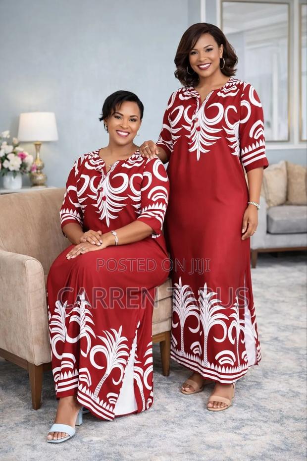 Elegant African Print Maxi Kaftan Style With Side Slits
