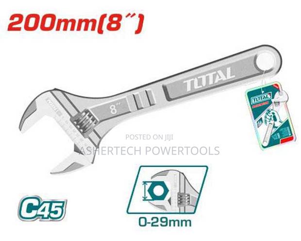Total Tht101083 Adjustable Wrench
Length:200mm(8")