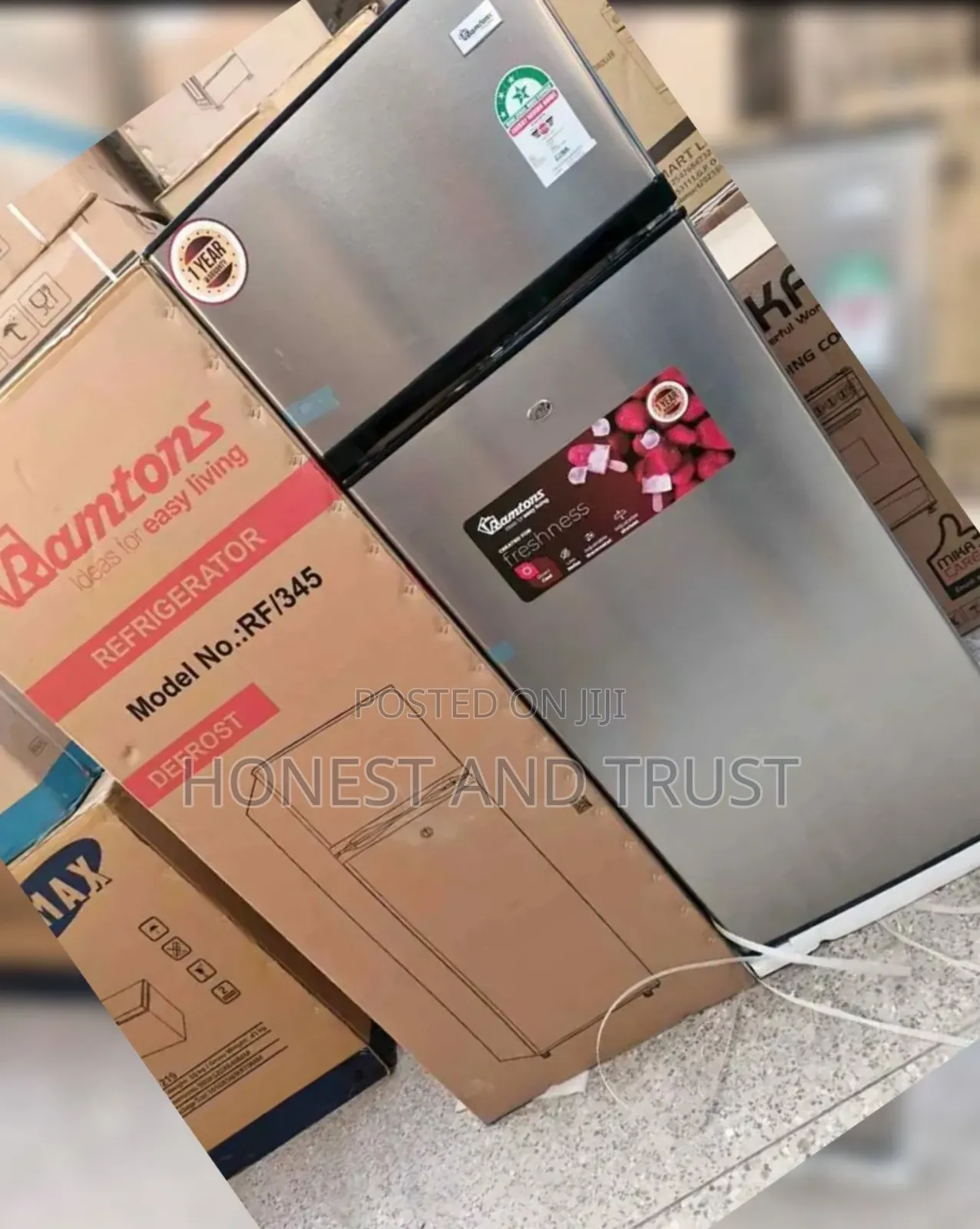 Gray Coated Double Door Fridge Ramtons 204 Litres Dtr345drt