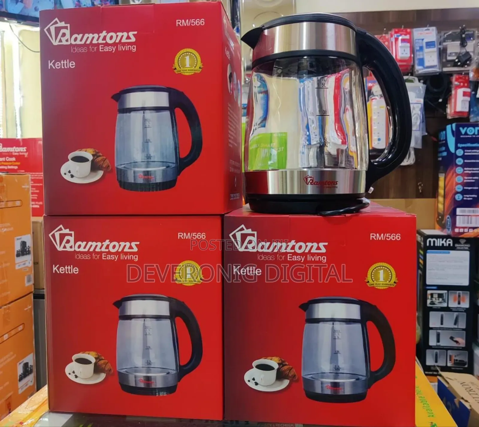 *Ramtons Glass Jug Kettle 1.7litres Rm566