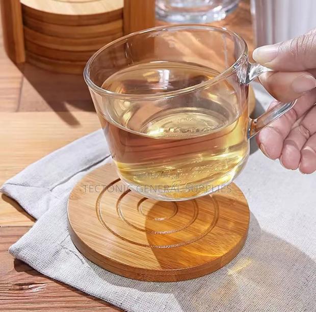 *6pcs Round Bamboo Coaster Set - thumbnail 3