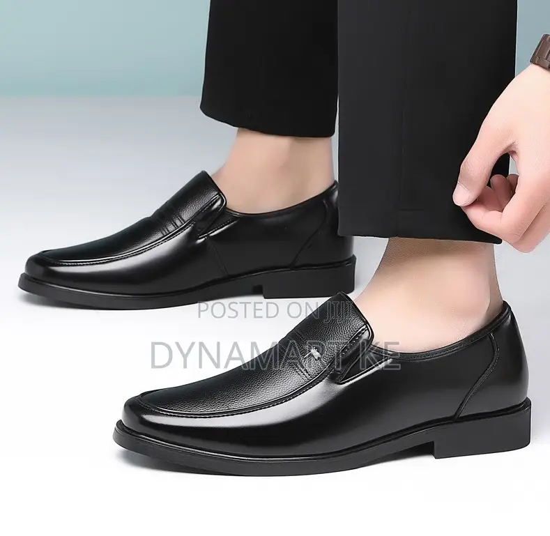 Genuine Leather Mens Shoes Black Official Formal Wedding Cowhide