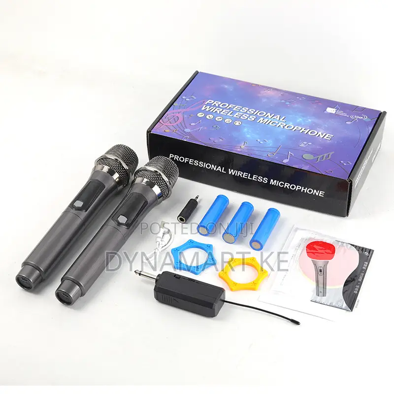 2-Channel Uhf Rechargeable Wireless Microphone Church, Party, Singing