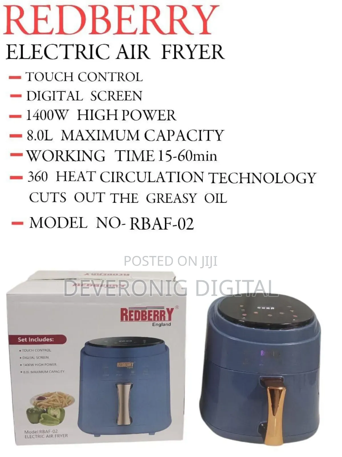 *Redberr 8l Airfryer*