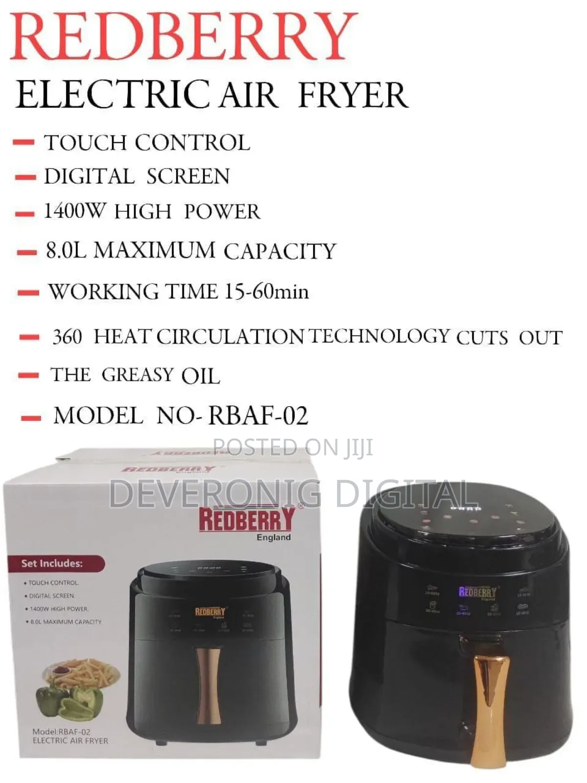 *Redberr 8l Airfryer* *