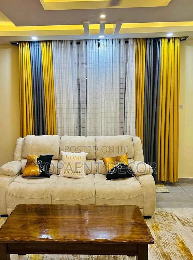 Yellow And Grey Custom Made, Timeless Design Window Curtains - main view